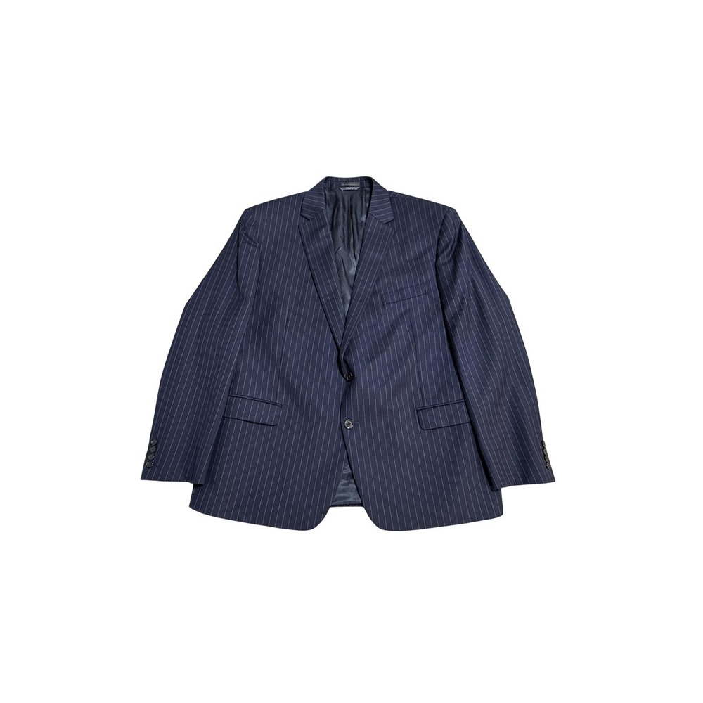 Lauren Ralph Lauren Blazer Suit Jacket Mens 48 Blue Wool Pinstripe 2 Button